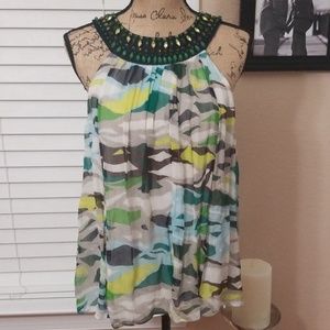 🔥6/$25 100% silk BCBGMaxazria beaded blouse  Med